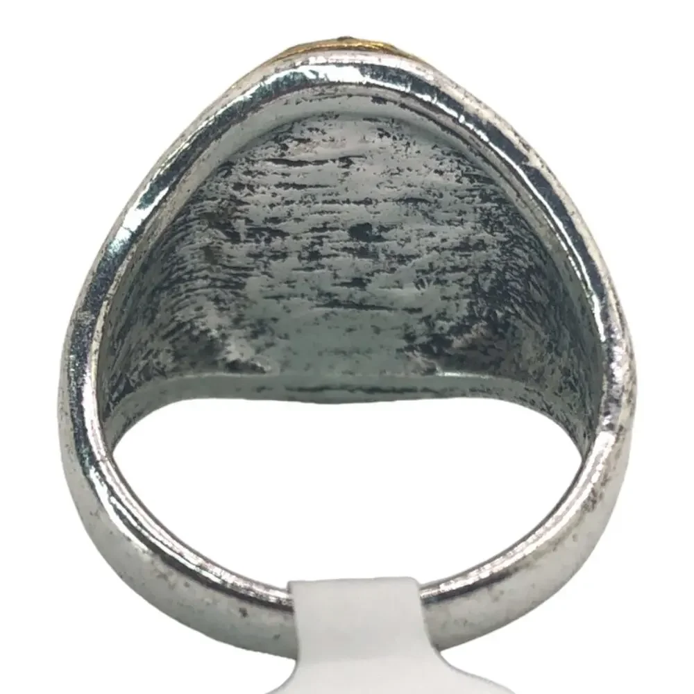 Silver and Gold Statement Ring - Size 10.5